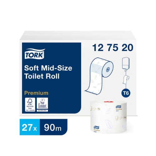 Tork Zacht Mid-size Toiletpapier Premium 2-laags wit compact