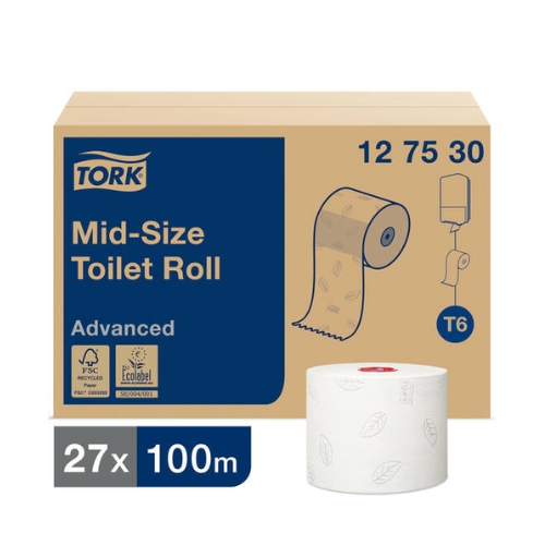 Tork Mid-size toiletpapier Adavanced 2-laags- wit-compact